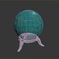 Vibrant Green Glossy Sphere On Metallic Silver Decorative Stand Base