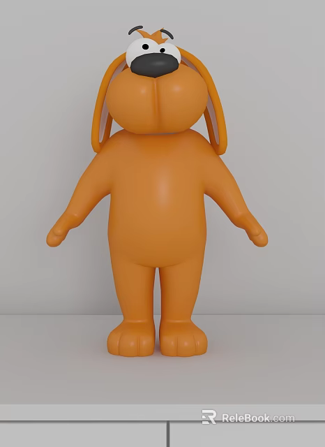 Smooth Surface Standing Orange Cartoon Rabbit Decorative Ornament Set For Home Decoration 3d model 