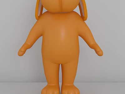 Smooth Surface Standing Orange Cartoon Rabbit Decorative Ornament Set For Home Decoration 3d model