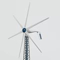 Wind Turbine Tower Structure With Steel Frame Support And Rotating Blades 3d model