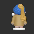 Cute Game Movie Character Blue Headscarf Yellow Hair Brown Clothes With White Pearl Earrings