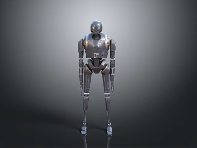 Game Movie Robot Character With Metallic Body And Mechanical Limb Design 3d model