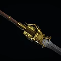 Traditional Sword With Golden Decorated Hilt And Long Sharp Steel Blade Design
