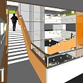 Modern Sales Office Interior Design With Multi Level Space Open Staircase And Lounge Areas