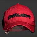 Vibrant Red Distressed Baseball Cap With GILLER Logo And Worn Details