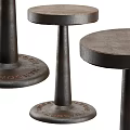 Industrial Style Metal Side Table With Sleek Design And Decorative Base
