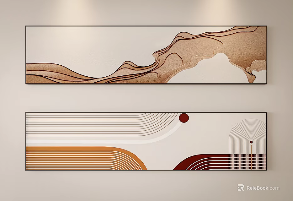 Abstract Wall Art With Flowing Curves Geometric Patterns And Earthy Color Tones 3d model 