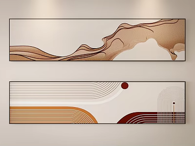 Abstract Wall Art With Flowing Curves Geometric Patterns And Earthy Color Tones 3d model