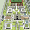 Modern Industrial Factory Complex With Green Roofs Trees Roads And Parking Areas