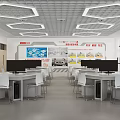 School Modern Computer Classroom With Multiple Computers Large Screen Desks And Chairs