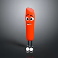 Cute Orange Cartoon Crayon With Sad Face Black Legs And White Shoes