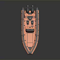 Orange And Gray Inflatable Motorboat With Cockpit Seats And Navigation Gear