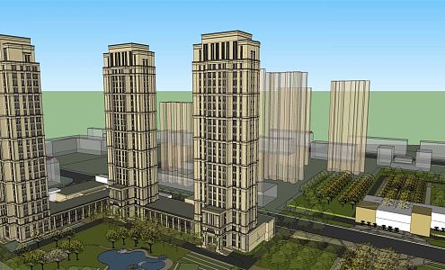 Classical high-rise residence in Jianou residential area 3d model