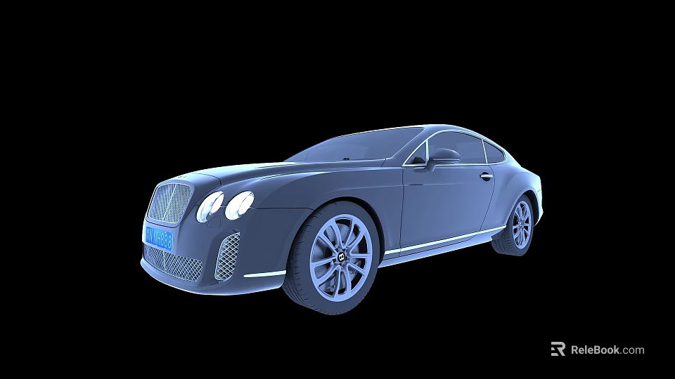 Silver Luxury Two Door Coupe Car With Classic Front Grille And Sleek Alloy Wheels 3d model 