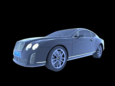 Silver Luxury Two Door Coupe Car With Classic Front Grille And Sleek Alloy Wheels 3d model
