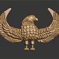 Golden Eagle Sculpture With Spread Wings On Dark Shiny Background 3d model