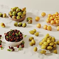 Assorted Fresh Fruits Including Cherries Pears And Apricots in Bowls And Plates On White Surface