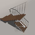 Modern Staircase Design With Wooden Steps Black Metal Railings And White Structure