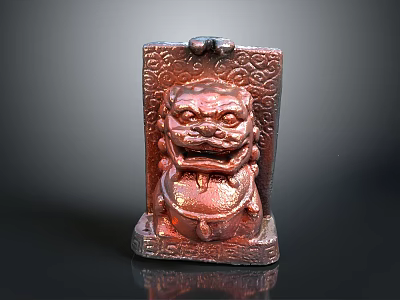 Traditional Bronze Lion Statue With Carved Patterns And Decorative Base Details 3d model