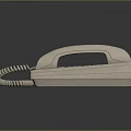 Classic Beige Landline Telephone With Coiled Cord Numeric Keypad And Blue Logo