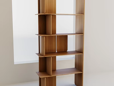 Modern Wooden Bookshelf With Open Compartments And Multiple Shelves For Home Storage 3d model