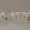 Modern Minimalist Showroom Interior With Mannequins Round Table Conical Decor And White Dark Walls