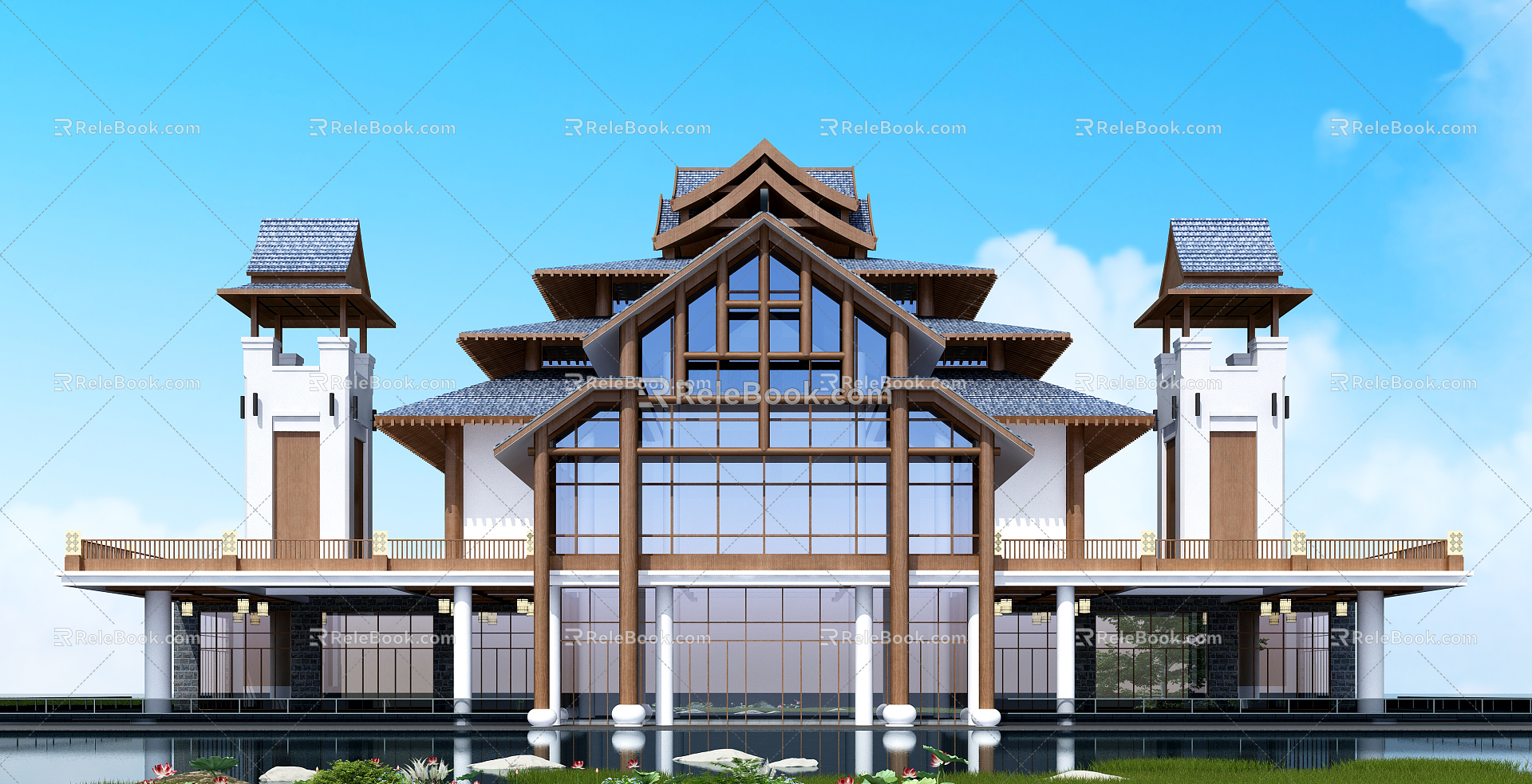 Chinese Hotel Architecture Hotel 3d model