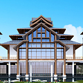 Chinese Hotel Architecture Hotel 3d model