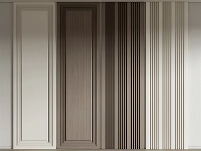 Stylish Wall Panels with Various Colors Designs and Vertical Textured Patterns 3d model