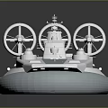 White Hovercraft Model Water Vehicle With Gray Bottom And Deck Equipment 3d model