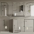 Modern Shower Sauna Interior Design With Glass Enclosure And Black Frame 3d model