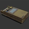 Vintage Brown Tape Recorder With Control Buttons Screen And Grid Pattern