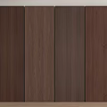 Dark Brown Wooden Wall Panels Arranged Side by Side on Light Wall with Wooden Floor