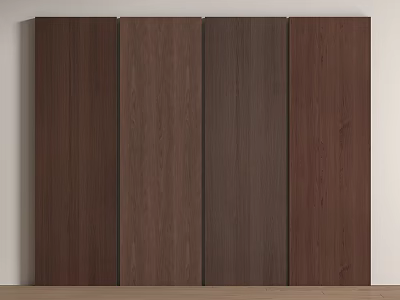 Dark Brown Wooden Wall Panels Arranged Side by Side on Light Wall with Wooden Floor 3d model
