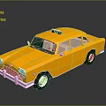 Yellow Taxi Cab With Green Windows And Taxi Sign On Roof In