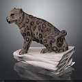 Spotted Cheetah Sculpture Standing On Soft White Base With Detailed Features