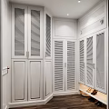 Modern Walk In Closet Design With Shoes Storage And Cabinets