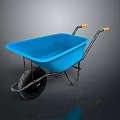 Durable Blue Plastic Wheelbarrow With Black Wheel And Orange Handles