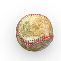 Vintage Worn Leather Baseball Sports Equipment With Red Stitching And Aged Finish