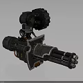 Futuristic Mechanical Weapon With Multiple Barrels Gear Details And Industrial Design