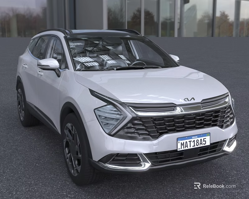 White Kia SUV With Distinctive Grille Alloy Wheels And Modern Design In Outdoor Setting 3d model 
