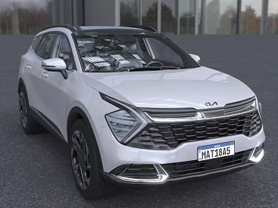 White Kia SUV With Distinctive Grille Alloy Wheels And Modern Design In Outdoor Setting 3d model