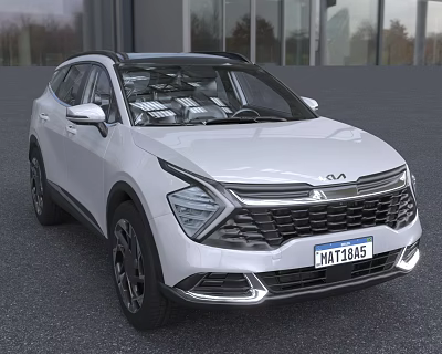 White Kia SUV With Distinctive Grille Alloy Wheels And Modern Design In Outdoor Setting 3d model