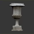 Classical Stone Sculpture Vase With Ornate Carvings And Square Base 3d model
