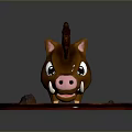 Cartoon Wild Boar Character 3D Model With Brown Bristles Big Eyes Tusks And Circular Base