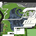Modern Garden Landscape Design with Winding Walkways Green Lawns Water Feature and Trees