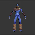Fantasy Game Movie Character With Blue Body Brown Wings Glowing Blue Details Leg Armor Claws