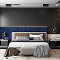 Modern background double bed 3d model