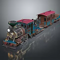 Vintage Steam Train Model With Red Roof And Blue Carriages Detailed Design
