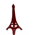 Simple Iconic Red Eiffel Tower Silhouette Design On White Background